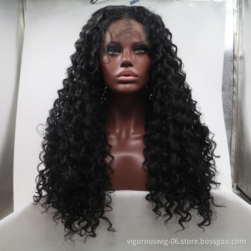Vigorous mono long premium high quality afro kinky curly wholesale black women synthetic hair wigs lace front